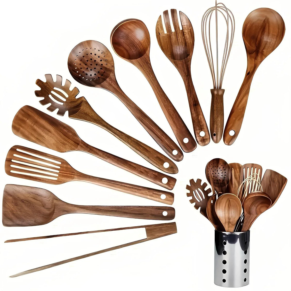 Kookgerei set teakhout