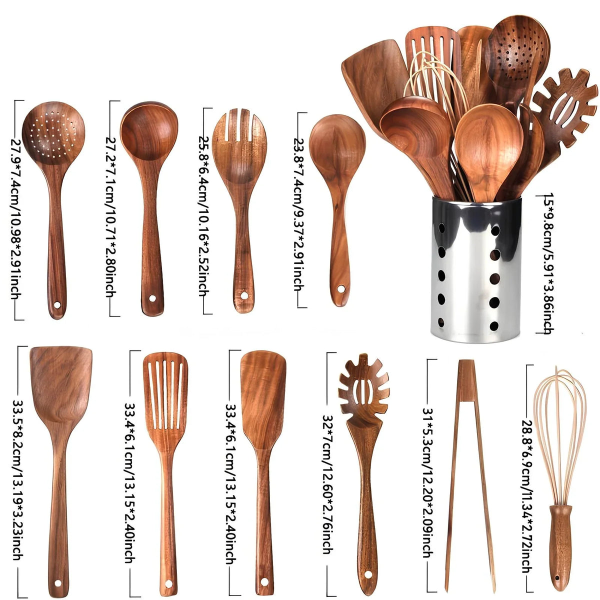 Kookgerei set teakhout