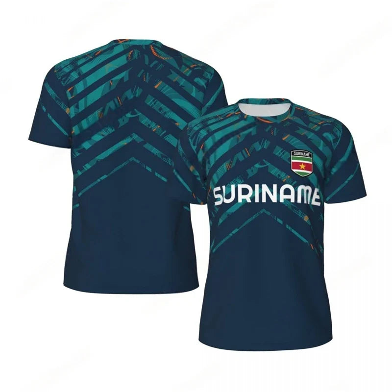 3D Suriname Vlag Voetbal T-shirt voor Mannen, Sneldrogend en Casual Stijl 8