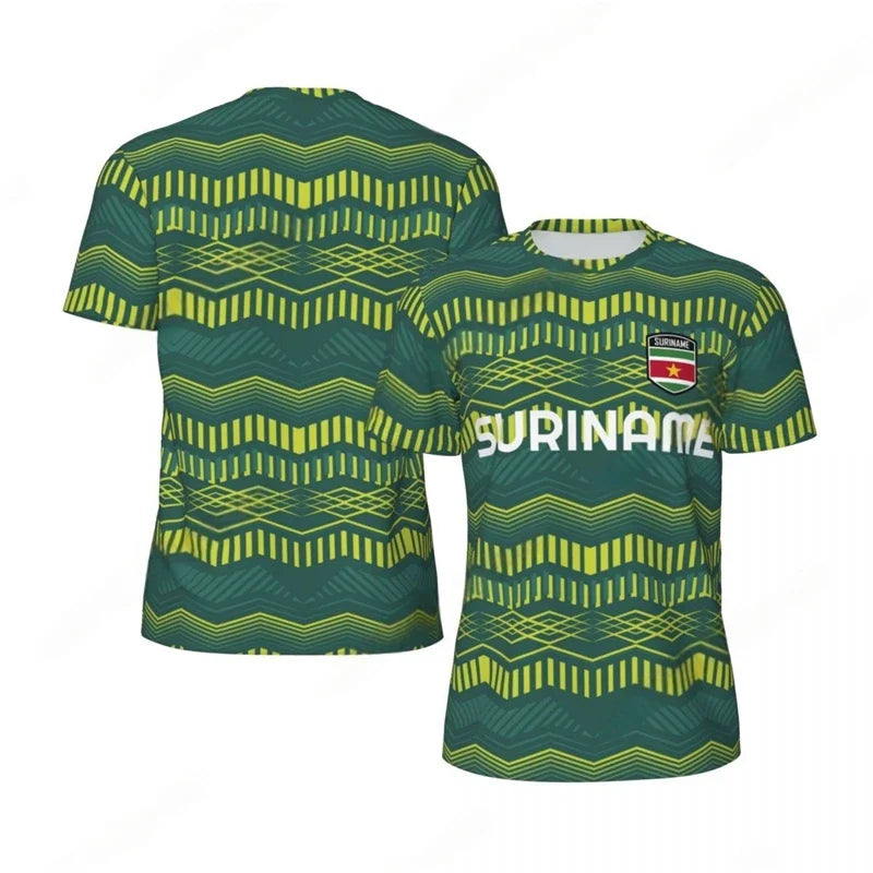 3D Suriname Vlag Voetbal T-shirt voor Mannen, Sneldrogend en Casual Stijl 9