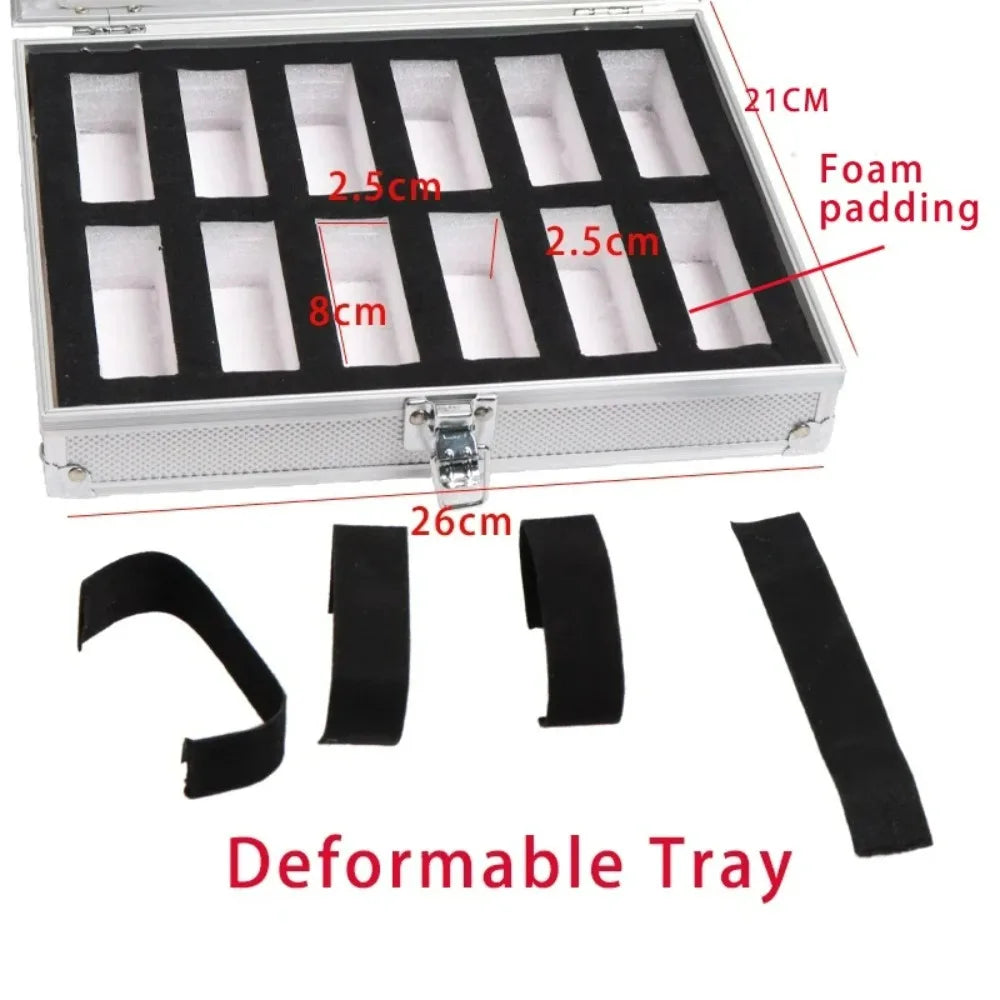 Aluminium Watch Box for Men – 12 Grid Slots, Suede Interior Watch Display Case 1