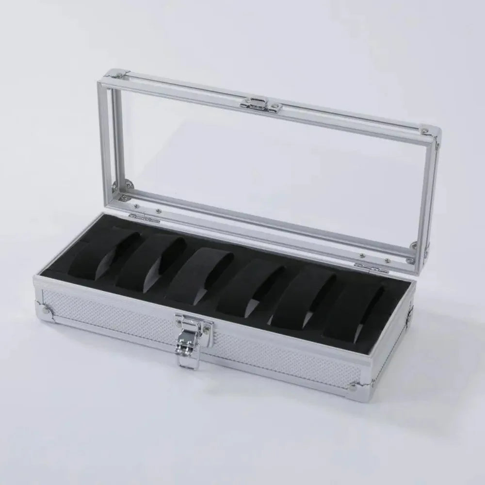Aluminium Watch Box for Men – 12 Grid Slots, Suede Interior Watch Display Case 3
