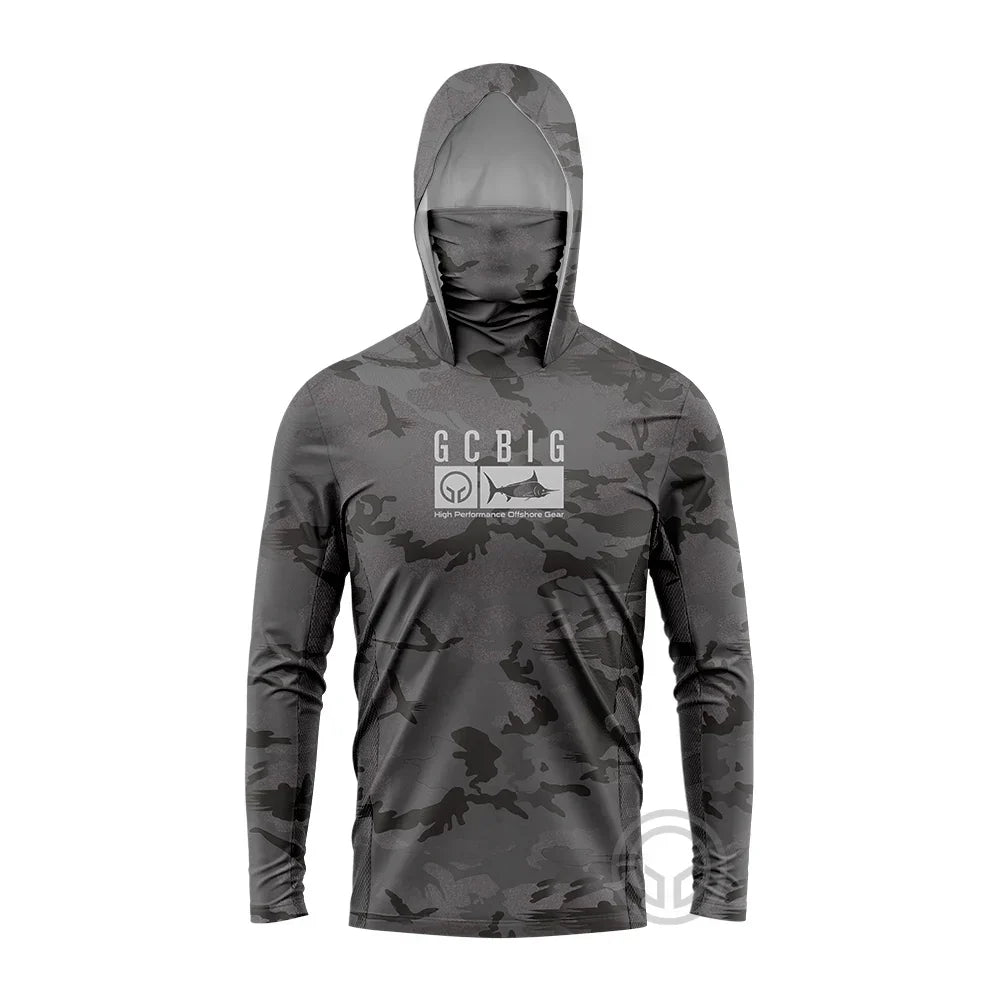 Atmungsaktives Langarm T-Shirt für Männer mit UV-Schutz und Kapuze zum Angeln 17