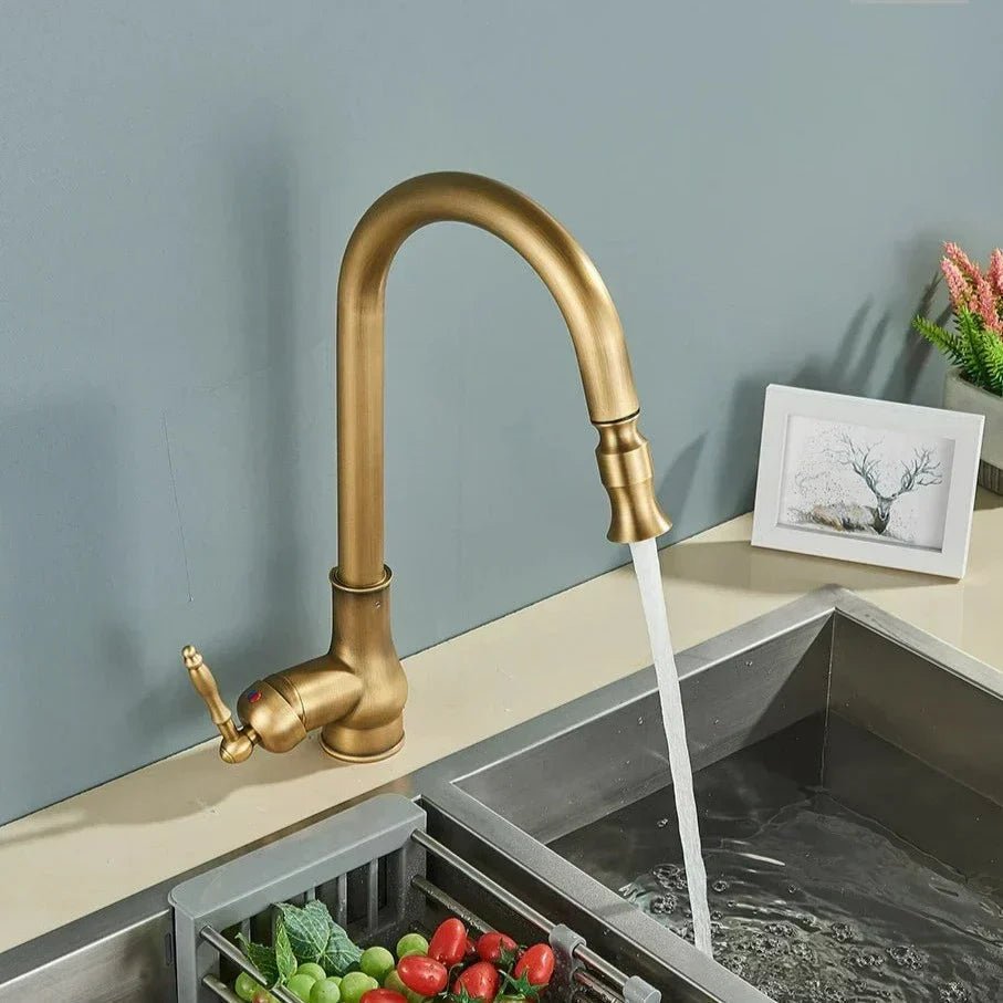 Küchenarmatur Ausziehbar – Antik-Bronze Design mit flexiblem Brausekopf Bolendo