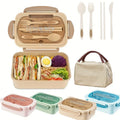 Bento Box für Erwachsene mit 3 Fächern und Besteckset, spülmaschinenfest 0