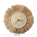 BohoTick | Boho Tarwe Stro Wandklok - Handgemaakte Natuurlijke Vezel, Rustieke Decoratieve Klok 6