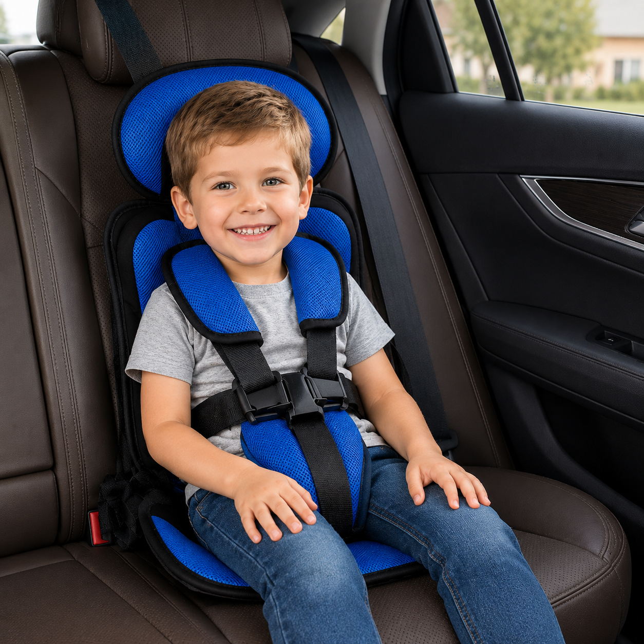 Booster Seat Portable Travel Car Seat Foldable Harness 1