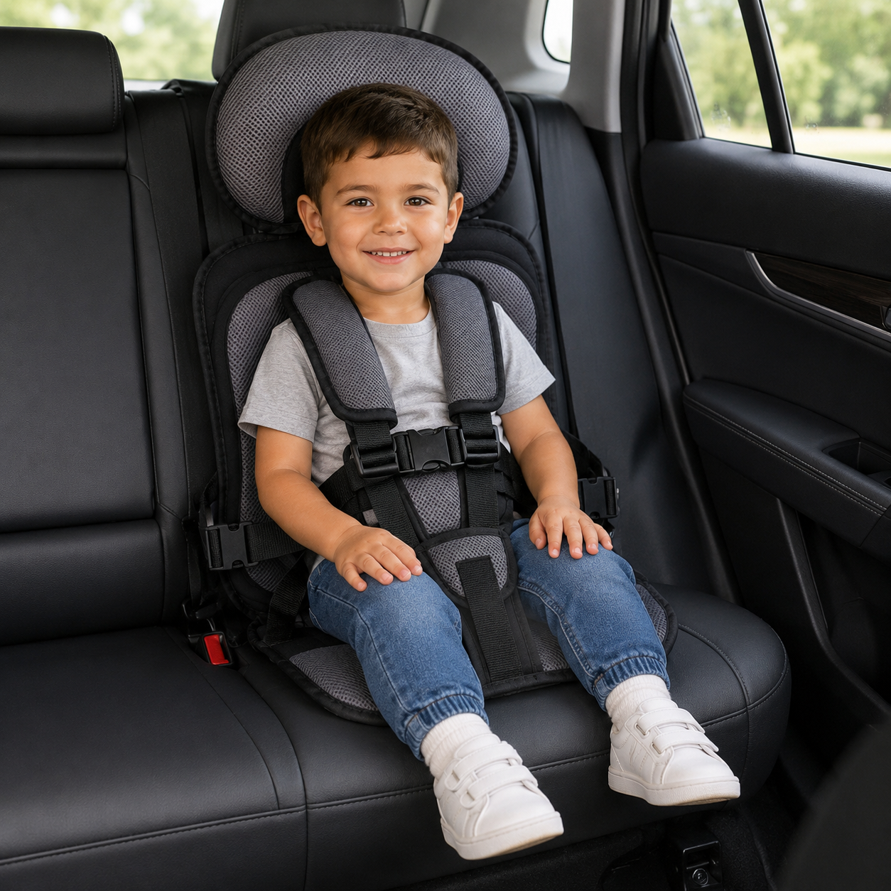 Booster Seat Portable Travel Car Seat Foldable Harness 10