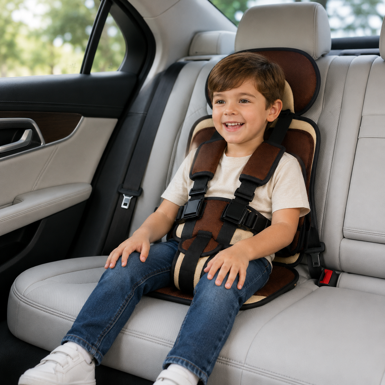 Booster Seat Portable Travel Car Seat Foldable Harness 11