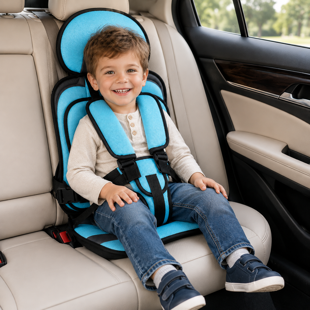 Booster Seat Portable Travel Car Seat Foldable Harness 14