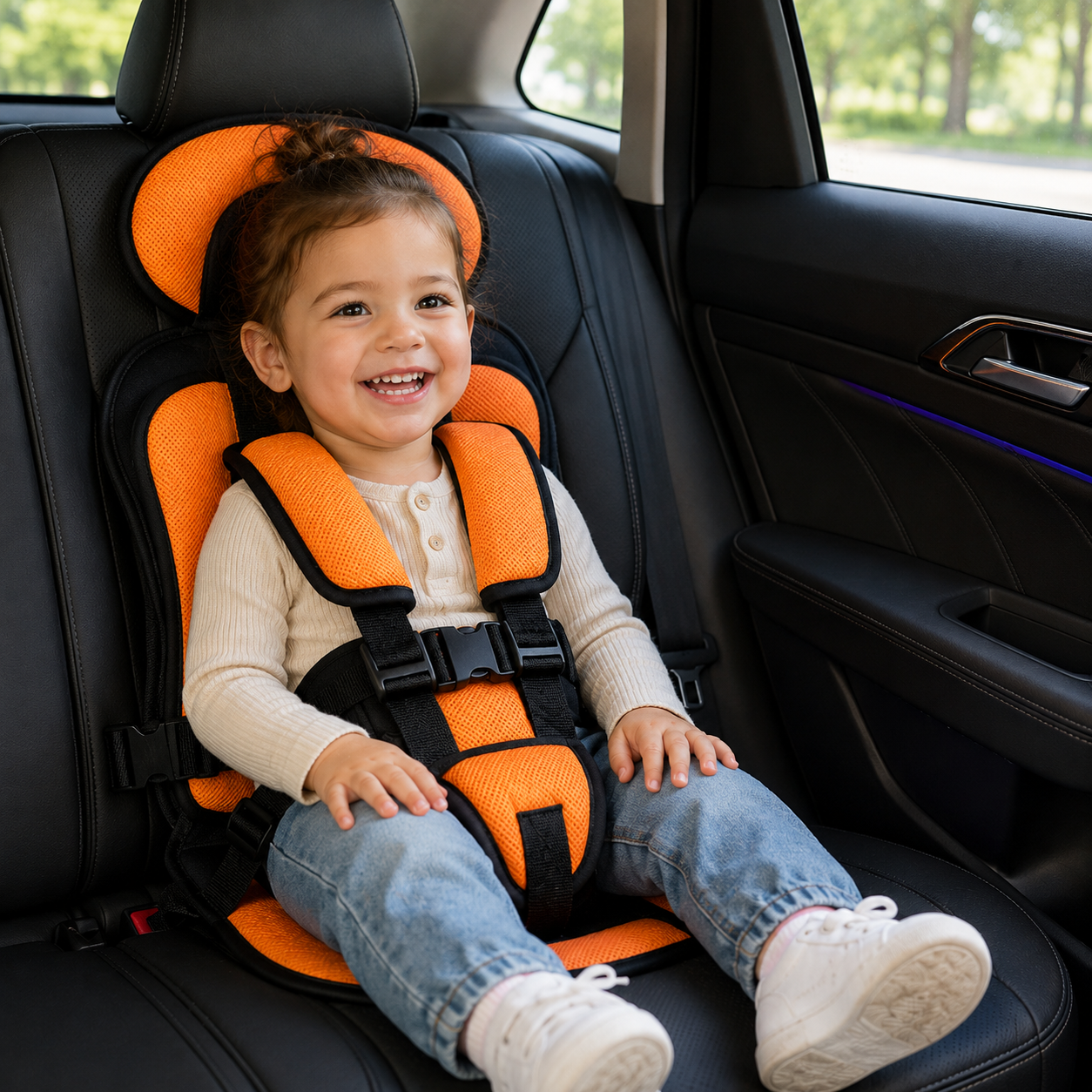 Booster Seat Portable Travel Car Seat Foldable Harness 16
