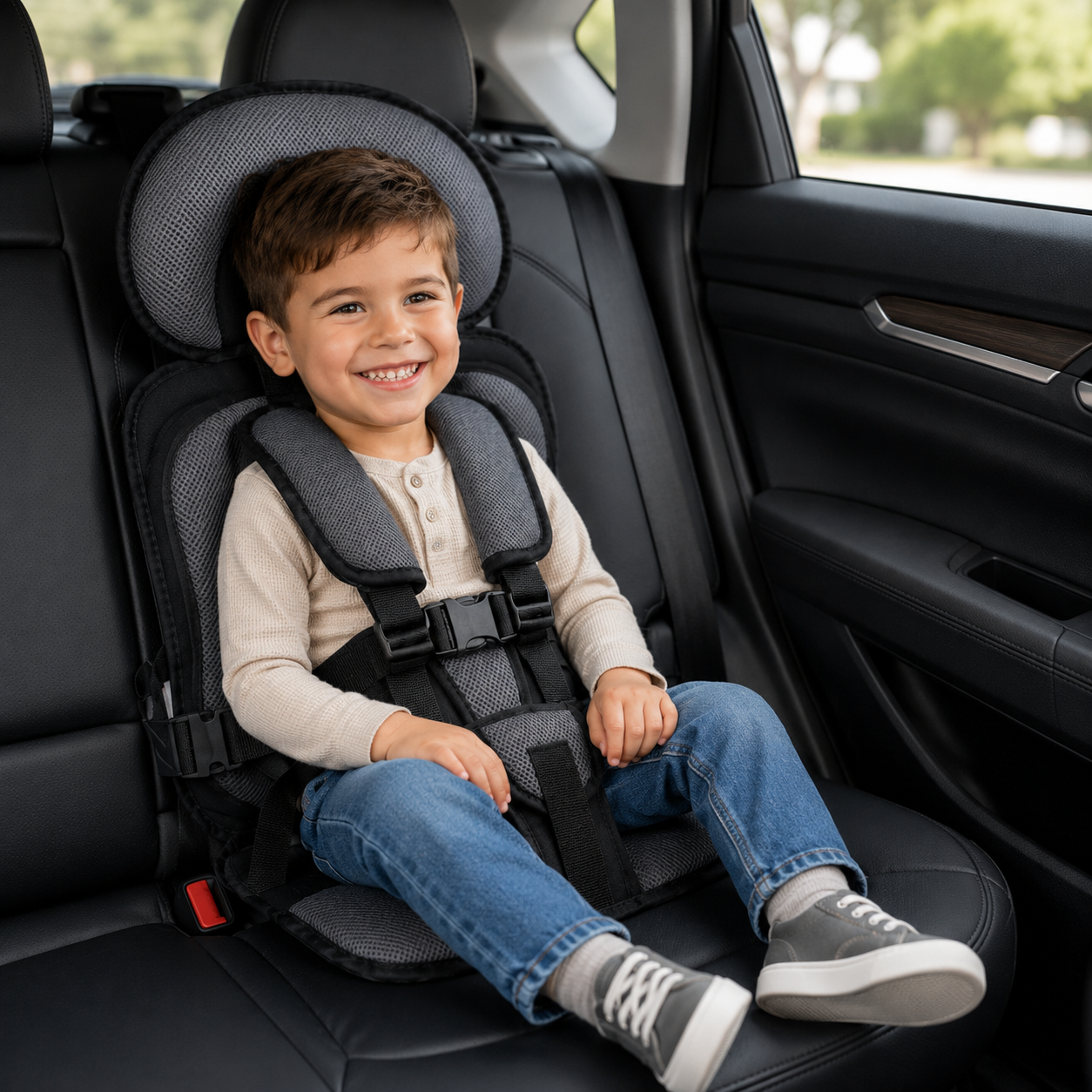 Booster Seat Portable Travel Car Seat Foldable Harness 19