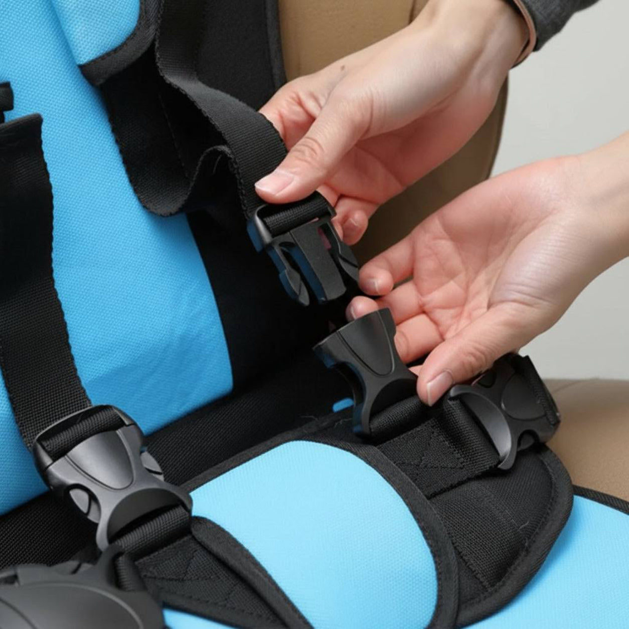 Booster Seat Portable Travel Car Seat Foldable Harness 4