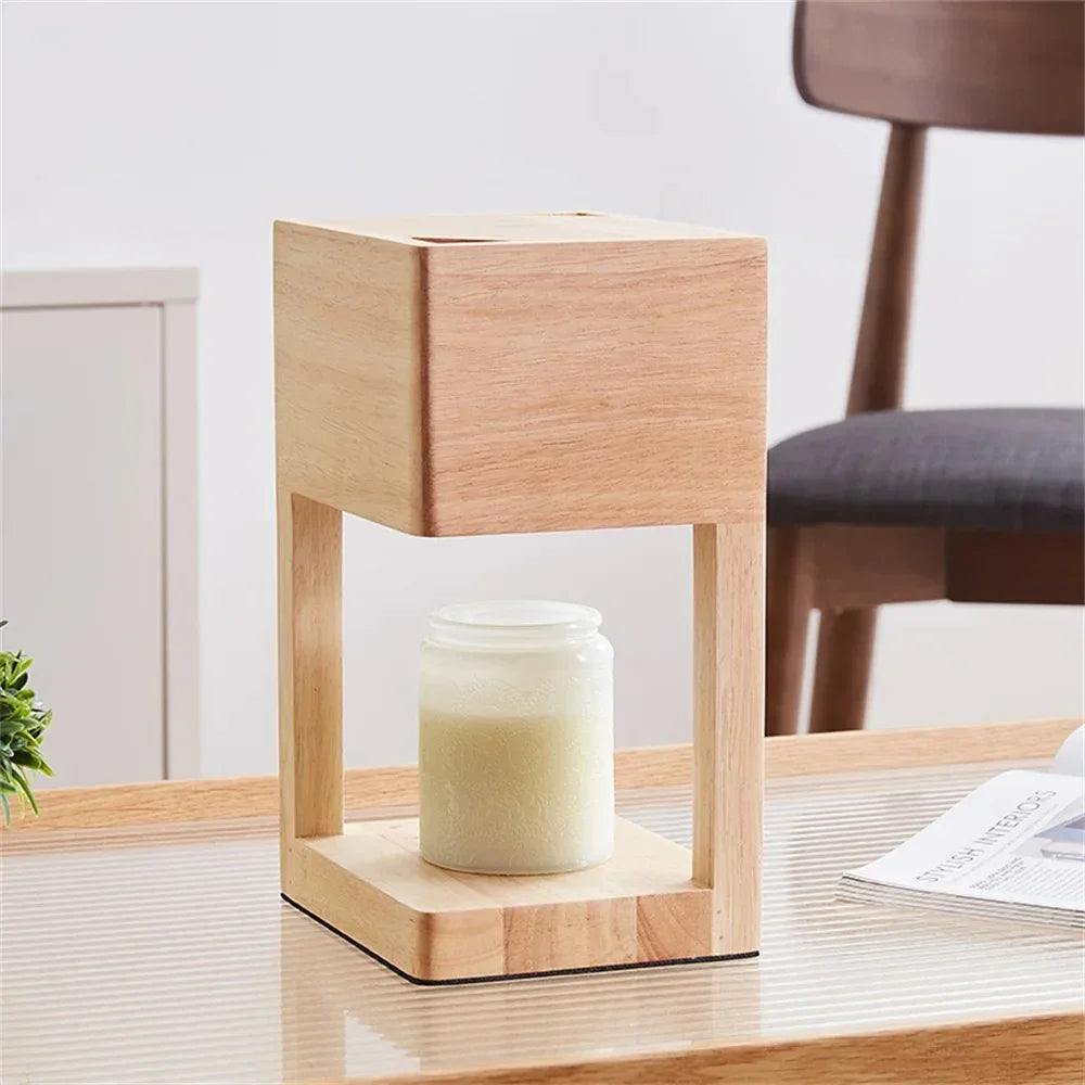 Candle Warmer Lamp with Wooden Base, Warm Ambient Light for Cozy Atmosphere 3