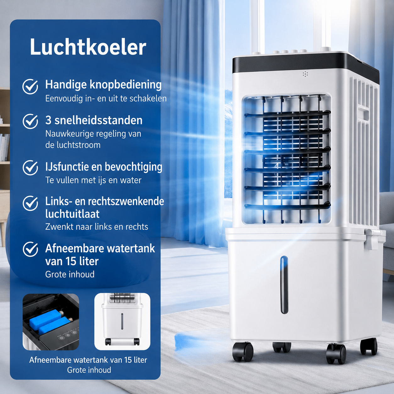 CoolMax – Mobiele Luchtkoeler – Flexibele 3-in-1 Verfrissing voor Thuis Vestragear