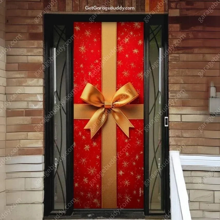 Christmas Door Cover – Festive Gift Wrap Design for Outdoor Holiday Decoration 0