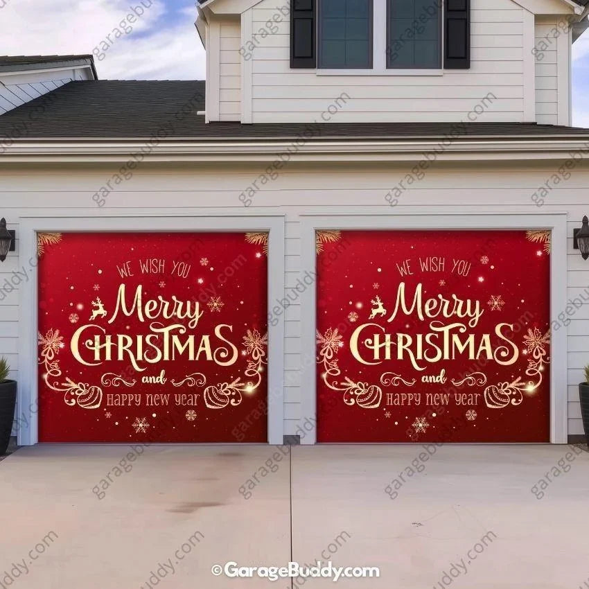 Christmas Garage Door Cover with Merry Christmas Design, Holiday Decor for Standard Doors 7