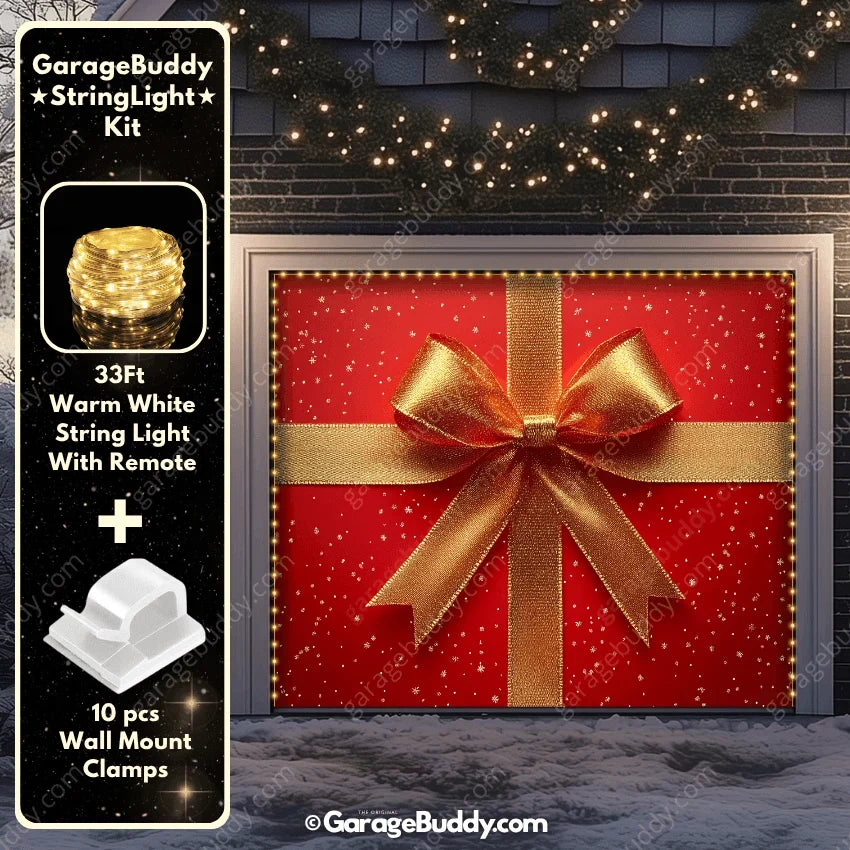 Christmas Garage Door Cover with Oversized Ribbon, Holiday Decor for Festive Curb Appeal 11