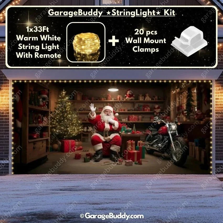 Christmas Garage Door Cover with Santa's Vintage Truck and Gifts for Holiday Decor 8