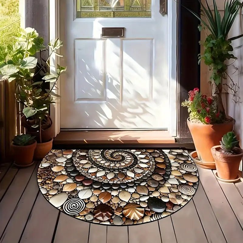 COASTLINEA - Half-Round Coastal Mat with Non-Slip Texture and Shell Design Vestragear