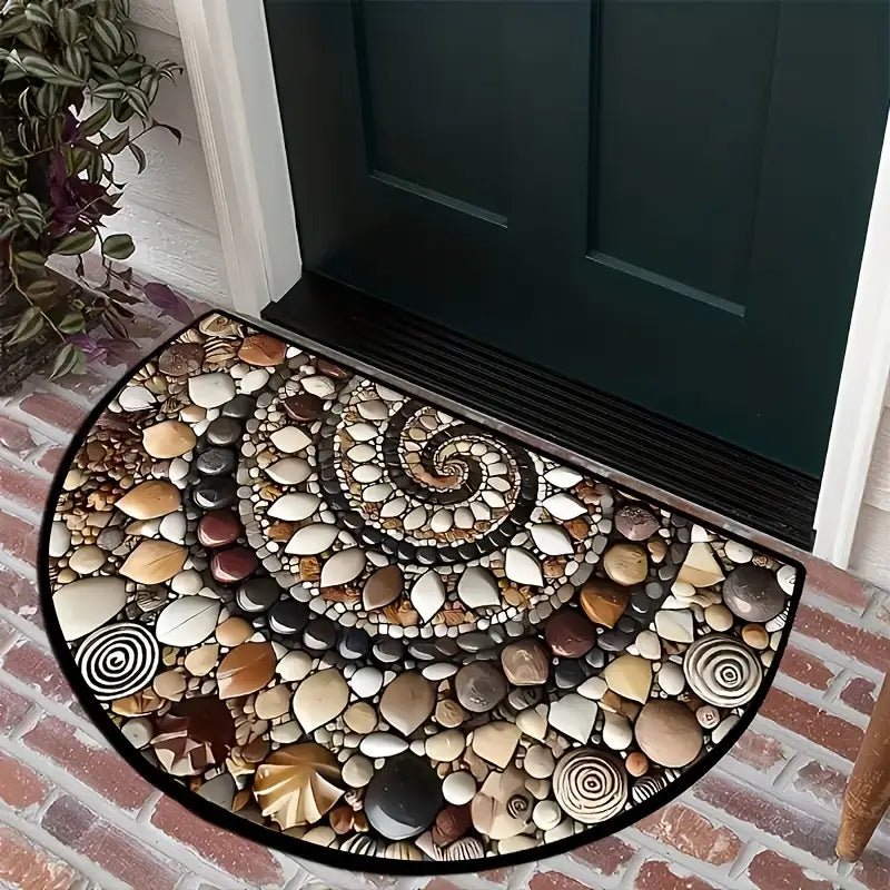 COASTLINEA - Half-Round Coastal Mat with Non-Slip Texture and Shell Design Vestragear