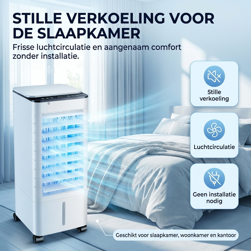 Compacte 3-In-1 Aircooler - Verkoeling, Bevochtiging en Koude Luchtcirculatie zonder installatie 5