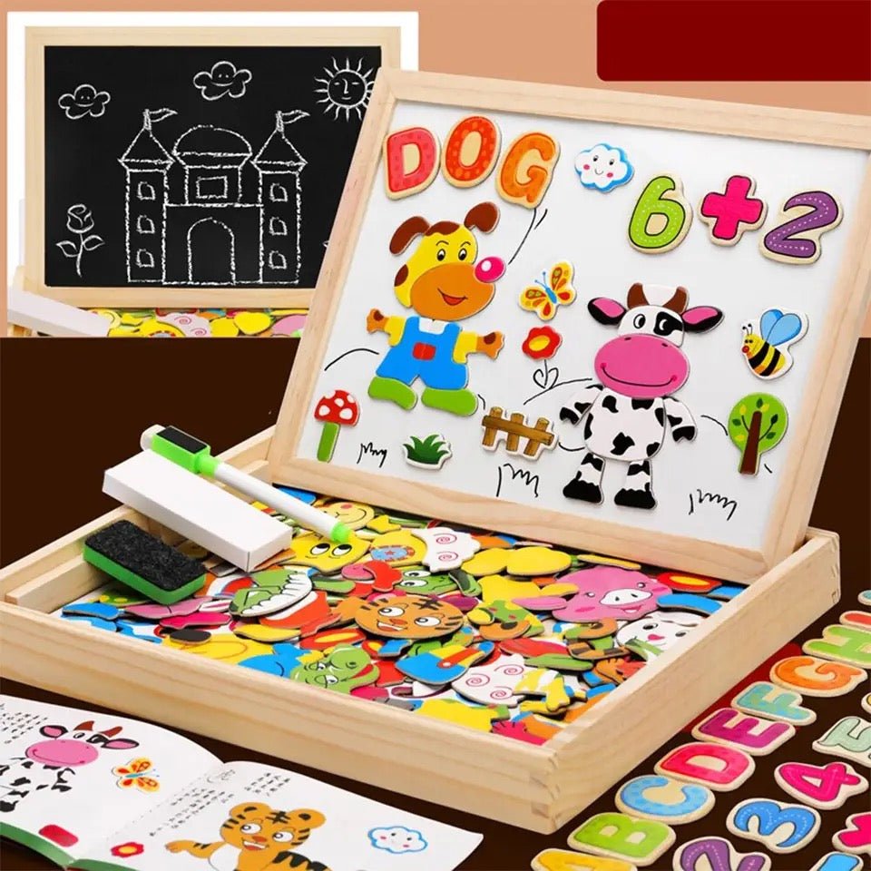 Magnetische Maltafel – 2-in-1 Holztafel mit Kreidetafel & Magnetspiel Bolendo