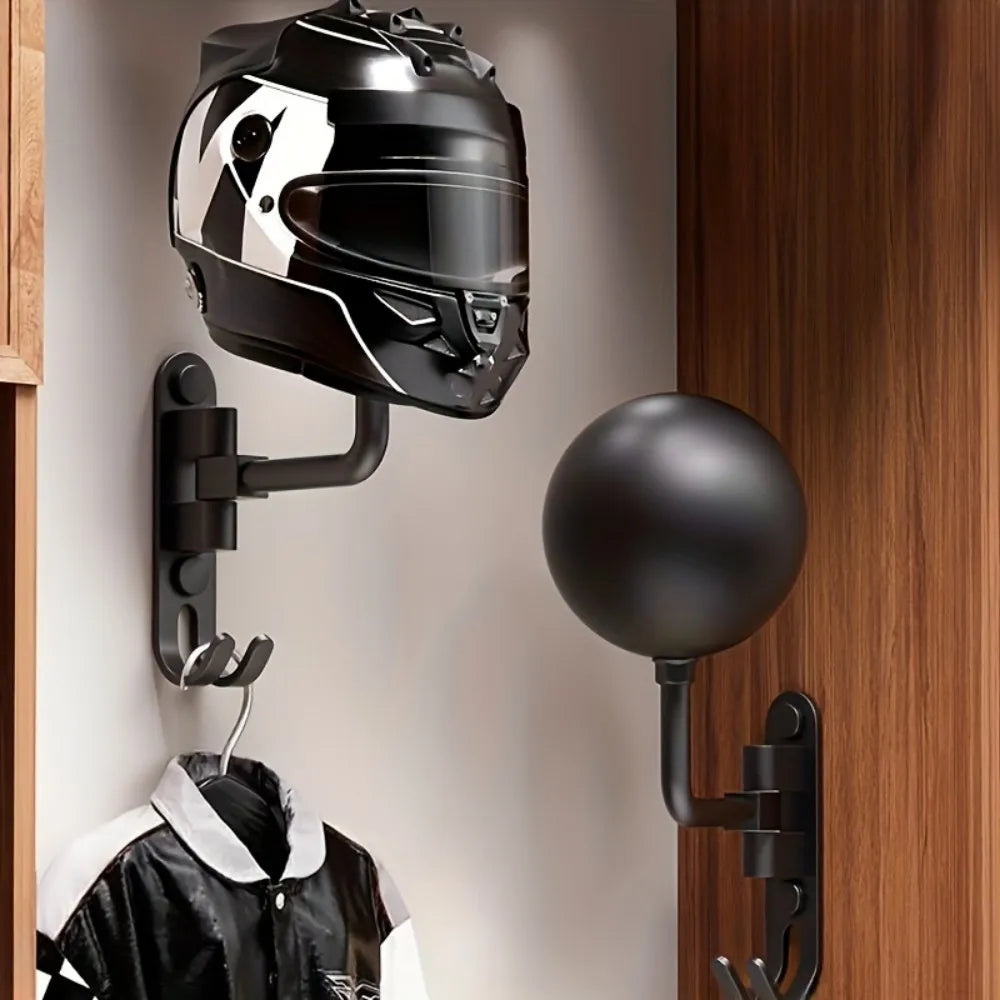 Draaibare Helmhouder voor Motorhelmen met 180° Wandmontage in Zwart 0