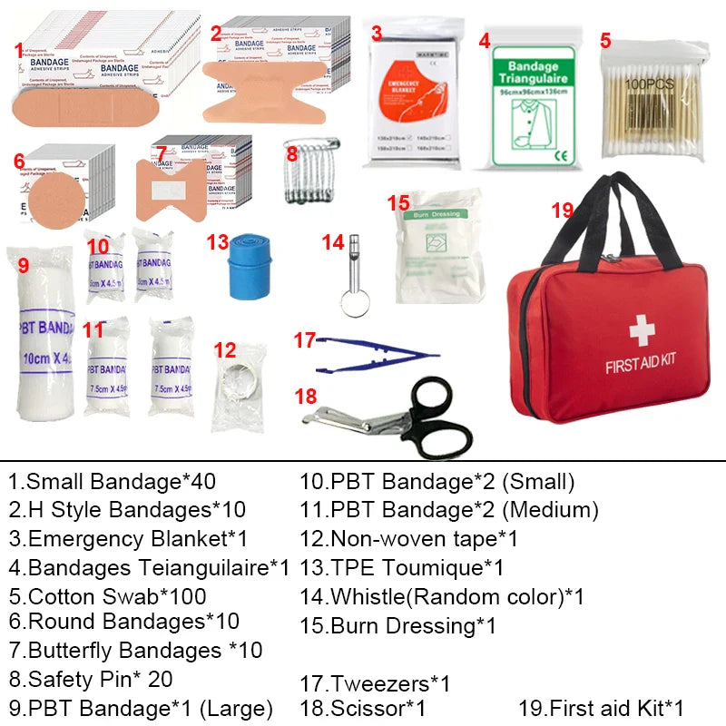 EHBO Kit met 210 Stuks voor Thuis, Auto en Outdoor Gebruik - Compact EHBO Doosje 2