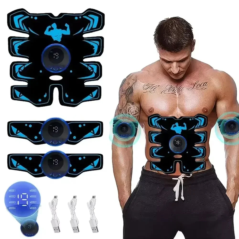 EMS-Muskelstimulator für Bauch und Arme – kabelloses 3-in-1-Trainingspad 0