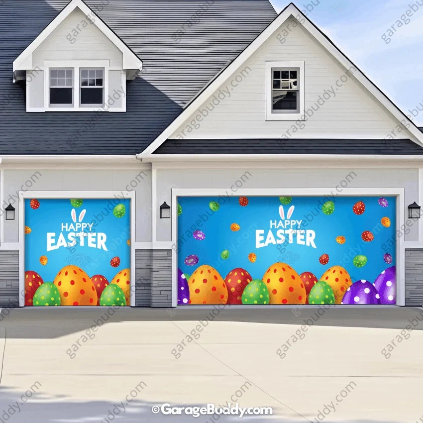 Easter Garage Door Cover with Bunny Design, Easy Installation for Standard Doors 11