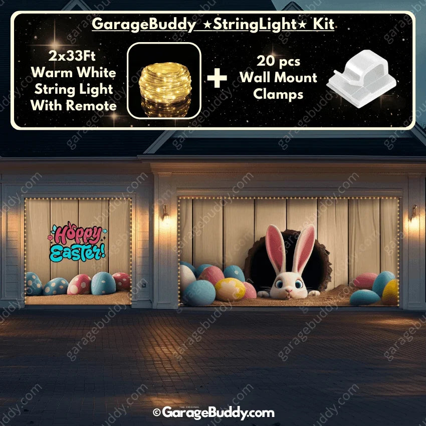Easter Garage Door Cover with Bunny Design, Easy Installation for Standard Doors 12