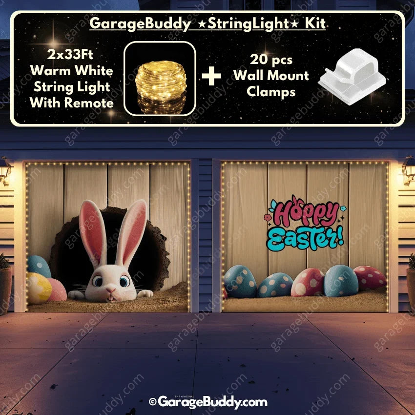 Easter Garage Door Cover with Bunny Design, Easy Installation for Standard Doors 13