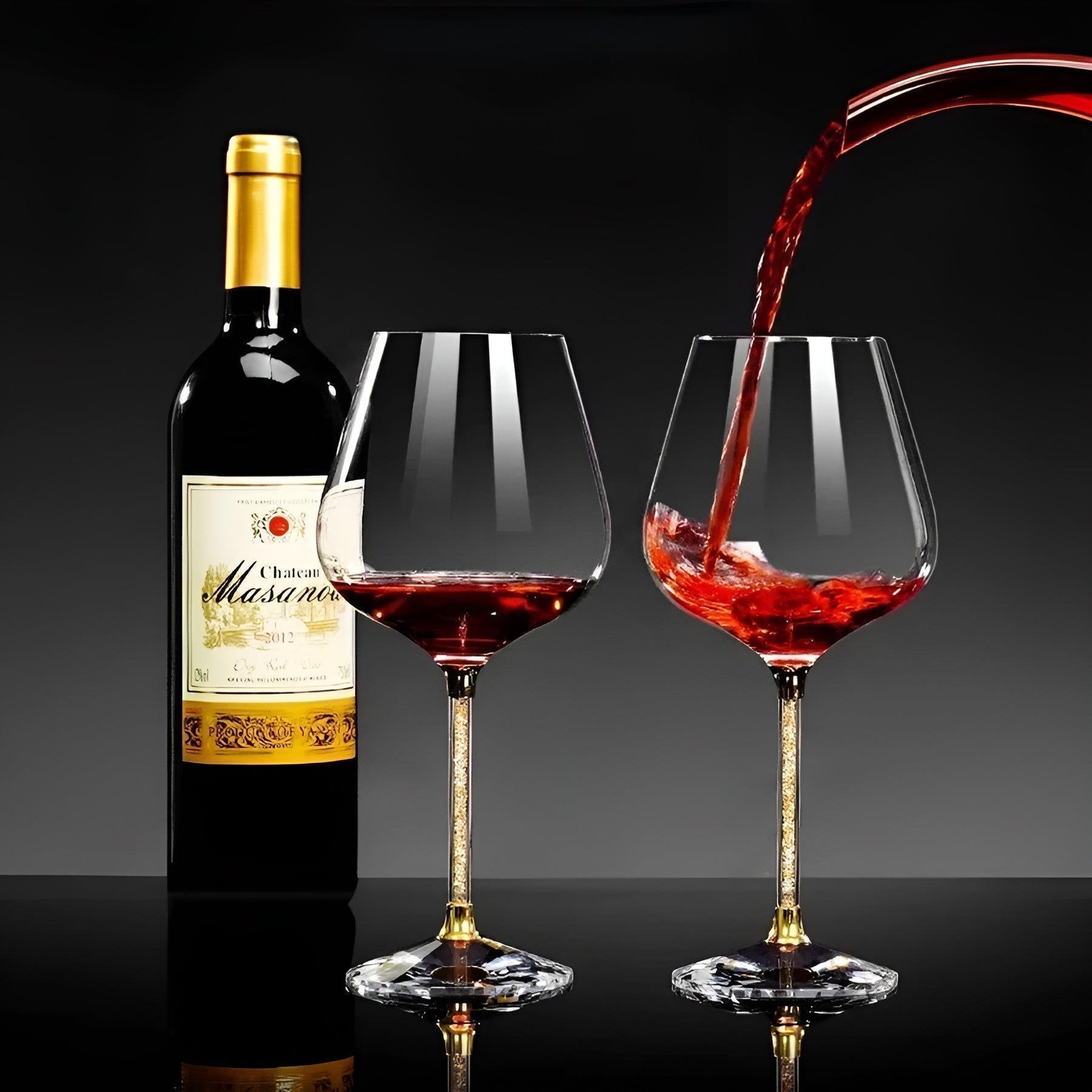Elegante Kristallen Wijnglazen 2-Pack, Hoog 520 ml Capaciteit voor Feestjes 4
