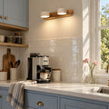 Elias Rustic Adjustable Travertine Wood Wall Sconce 8