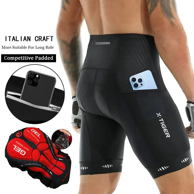 Fietsbroek Heren met 5D Gel Padding voor Mountainbike en Racefiets, Ademend en Reflecterend 0