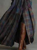 Fitted Maxi Dress With Plaid Skirt - Beulah 2