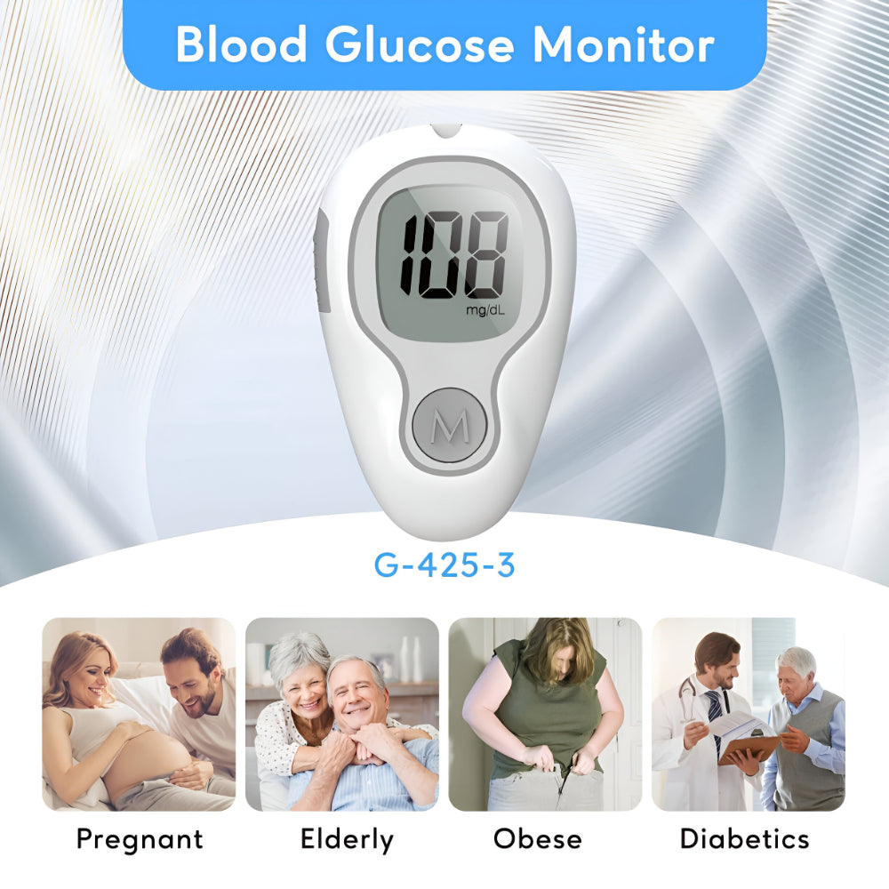 Glucose Monitor Kit Digital Blood Sugar Test Meter Set 6