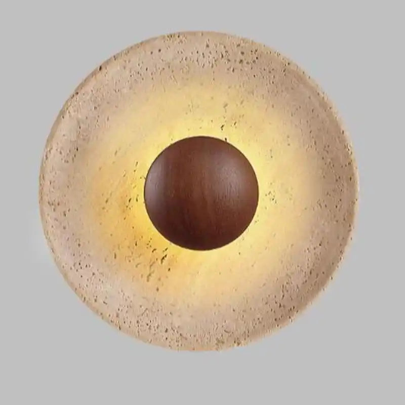 Heliara Round Halo Travertine Stone Wall Light 7