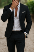 Heren Linnen Pak Set Slim Fit Blazer Broek Zomer Formeel Bruiloft 6