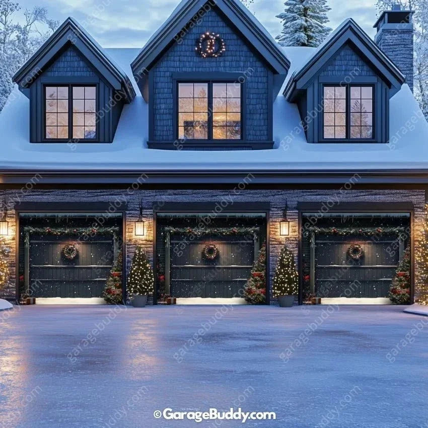 Holiday Garage Door Cover - Christmas Wreath Design, Durable Outdoor Décor 10