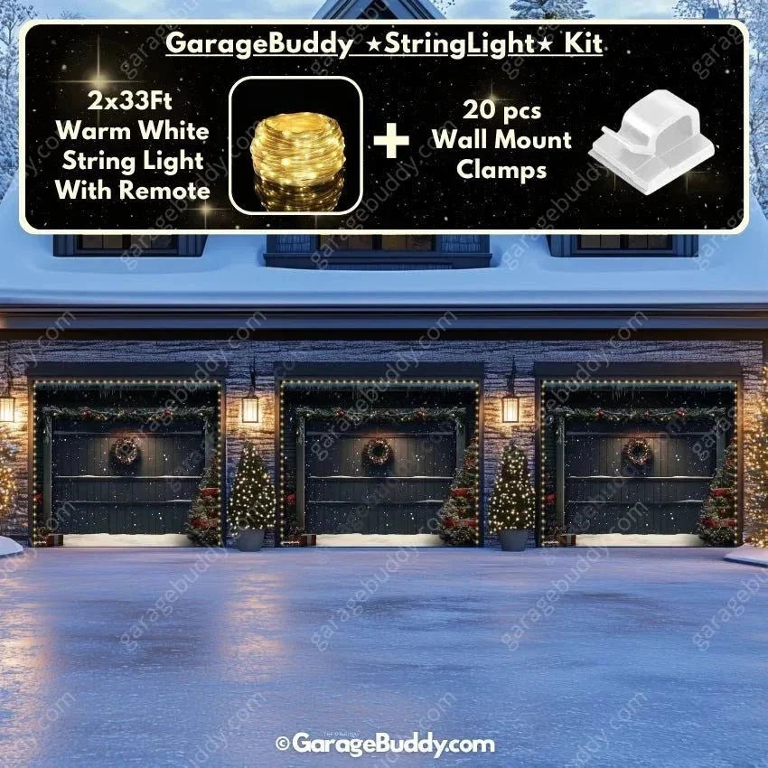 Holiday Garage Door Cover - Christmas Wreath Design, Durable Outdoor Décor 11