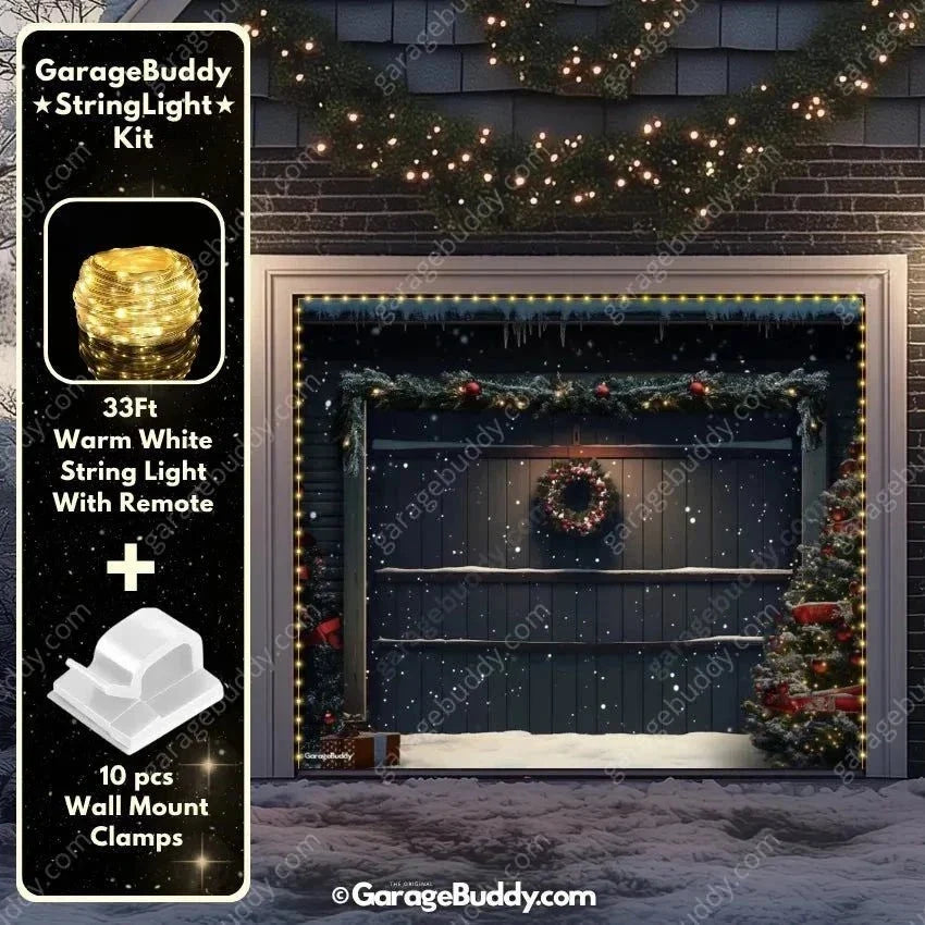 Holiday Garage Door Cover - Christmas Wreath Design, Durable Outdoor Décor 6