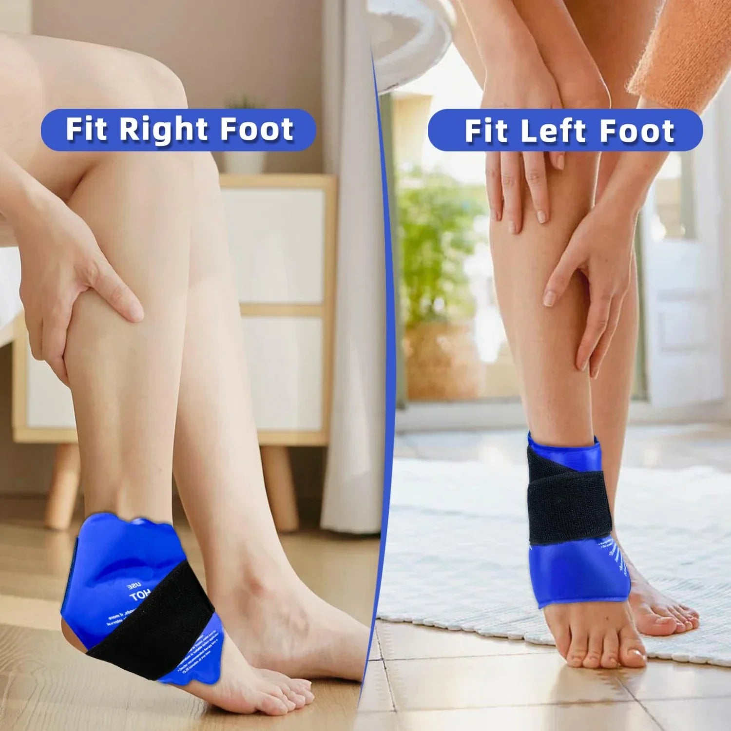 Knöchelbandage mit Wiederverwendbarem Gel-Kältebeutel für Sportverletzungen, Schwarz, Einheitsgröße 4