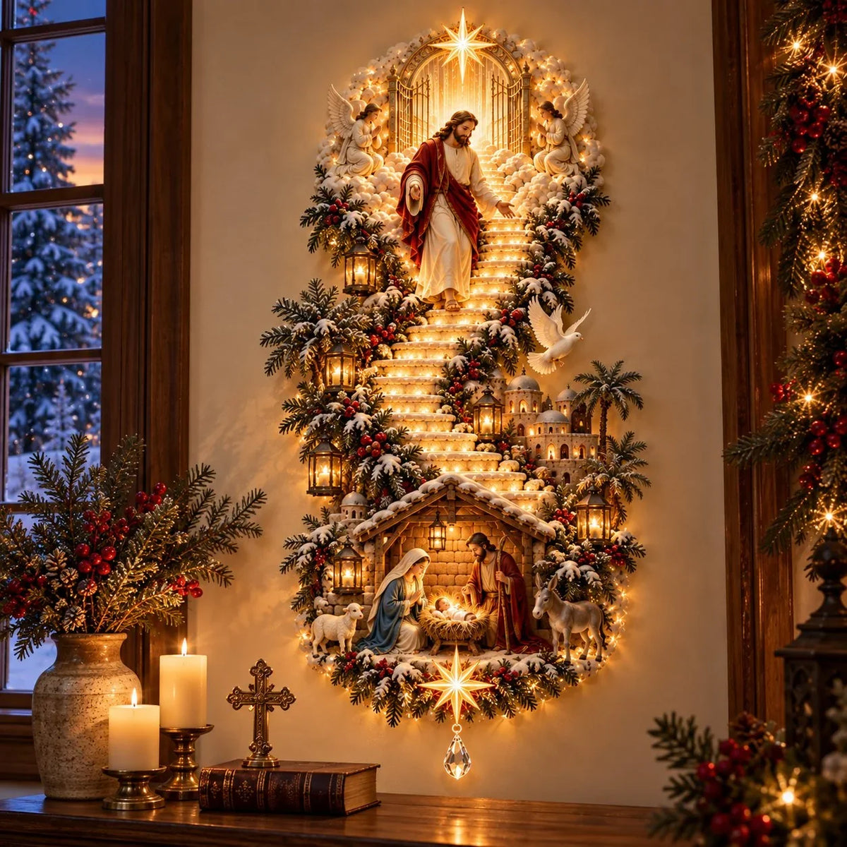 ✨ Last Day – 60% OFF!✨ Jesus Light of Heaven Christmas Wall Hanging✝️ 0