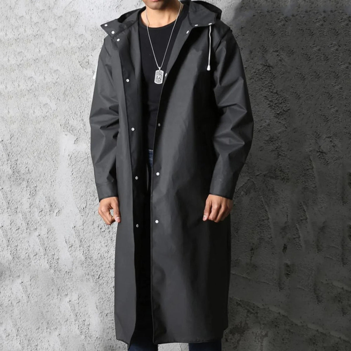 Long Waterproof Men's Rain Jacket with Hood - Titan 3