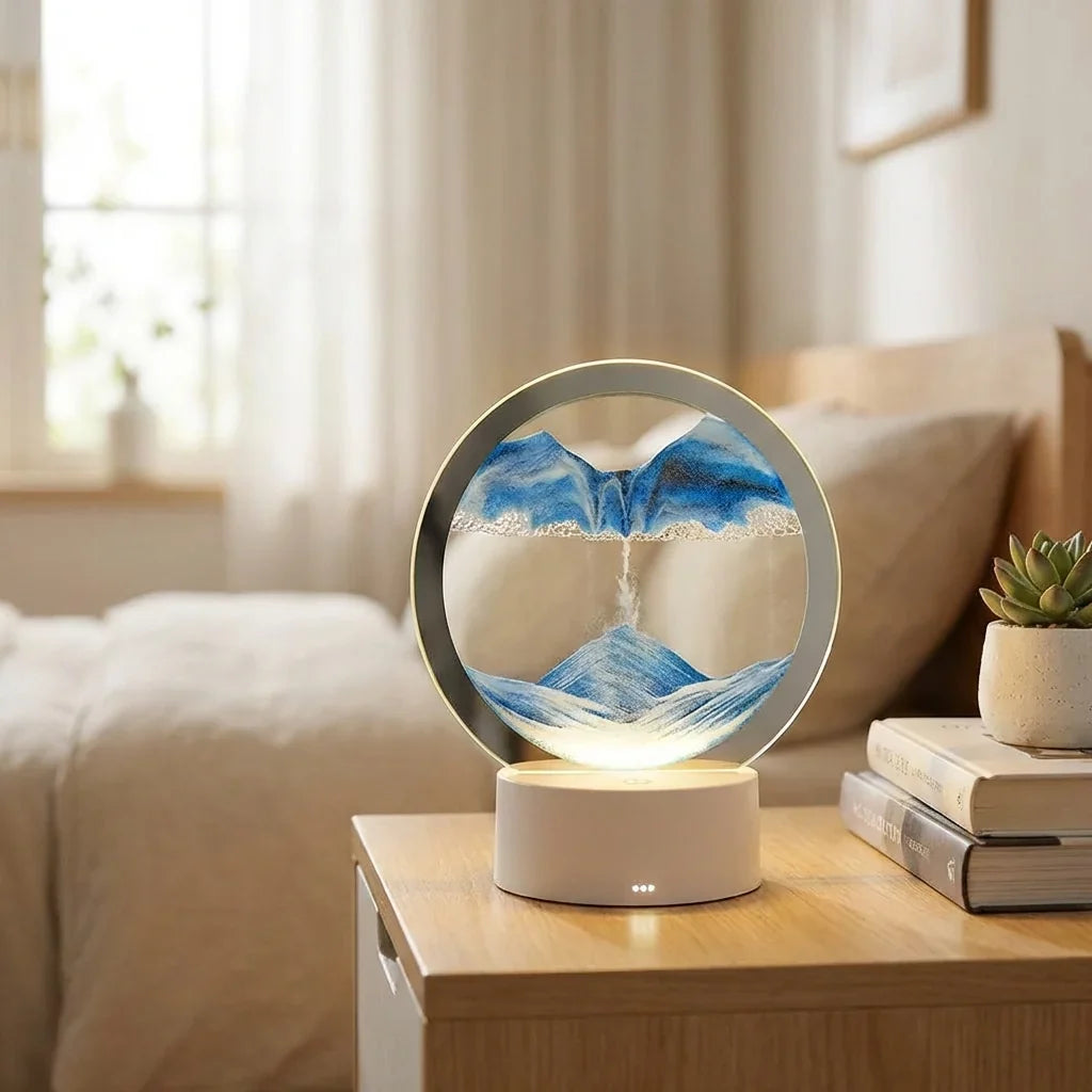 Modern Circular Sand Art Lamp - AquaDrift 1
