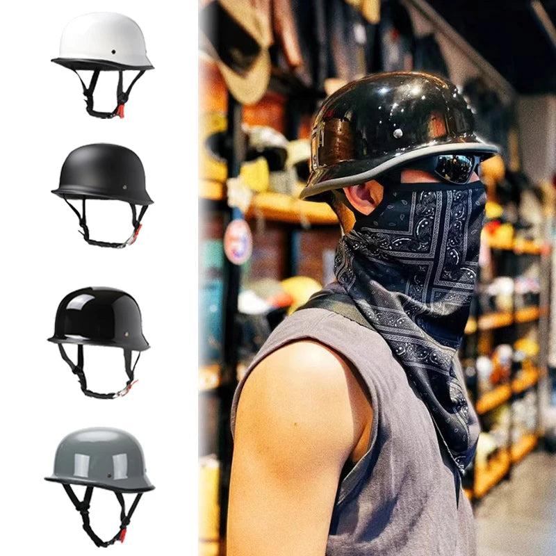 Motorhelm Halve – Vintage Design & Ventilatie met Veiligheidsbril 2