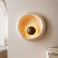 Novelle Modern Travertine Round Wall Sconce 0