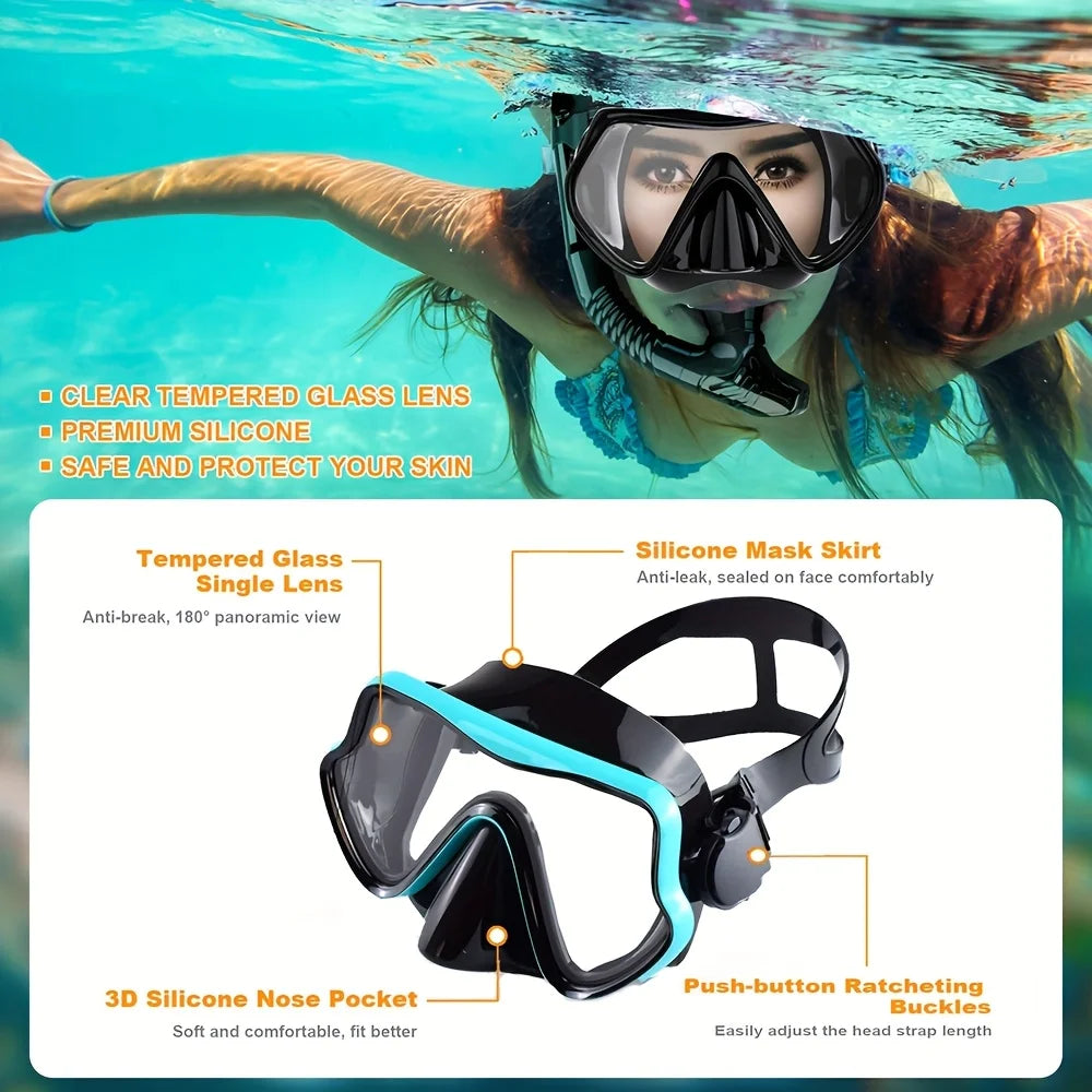 Professionele Snorkelset voor Volwassenen met Panoramisch Zicht en Siliconen Afdichting 3
